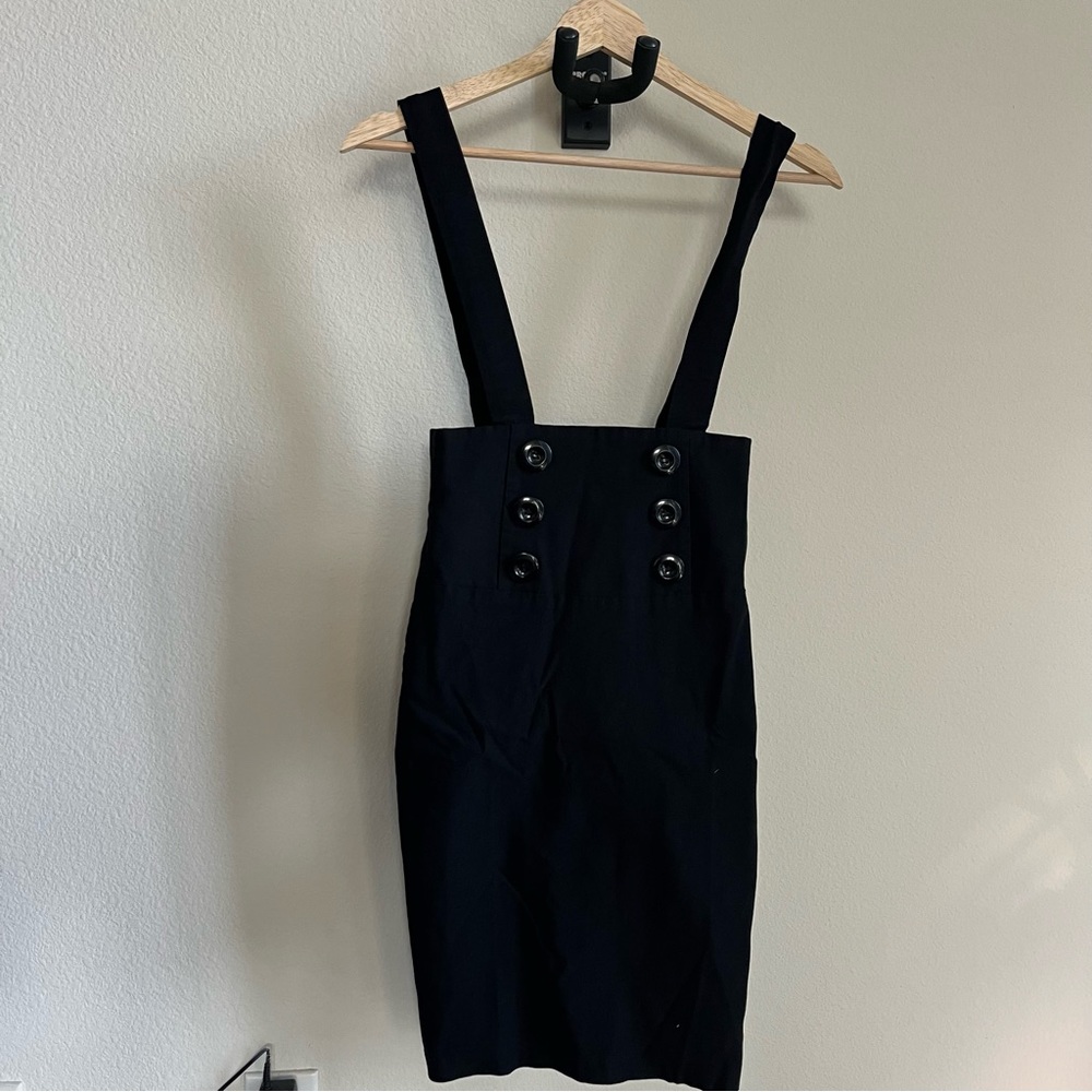 Vintage style Black Pencil Skirt with suspenders